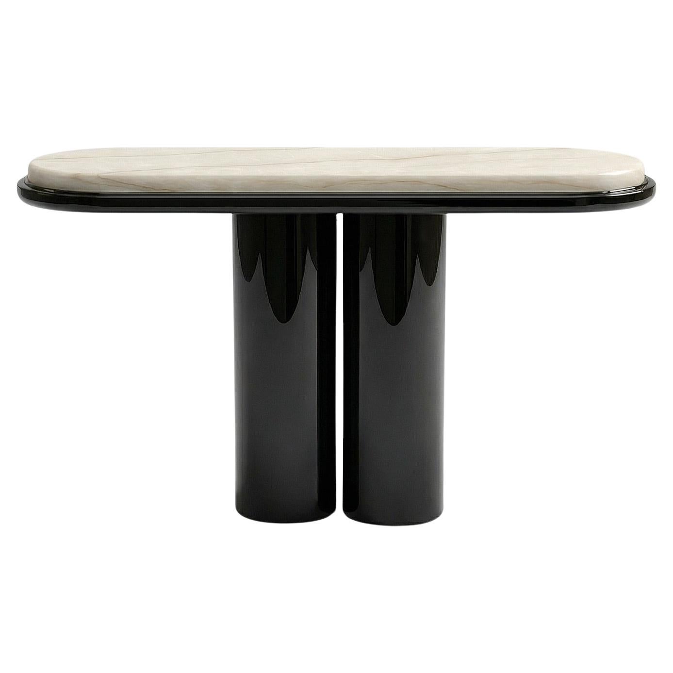 IDA CONSOLE - Black lacquered wood and Ivory onyx