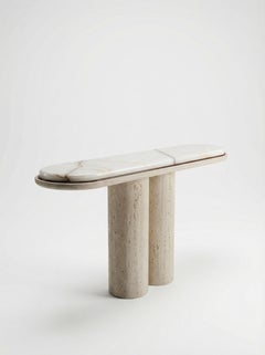 CONSOLE IDA - Travertin et onyx Shell