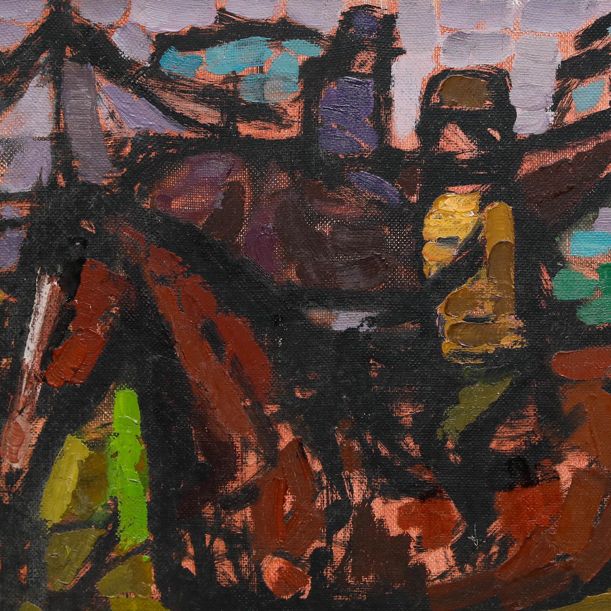 Ida Cooke (1909-1982) - Mitte des 20. Jahrhunderts Öl, Pferderennen im Angebot 3