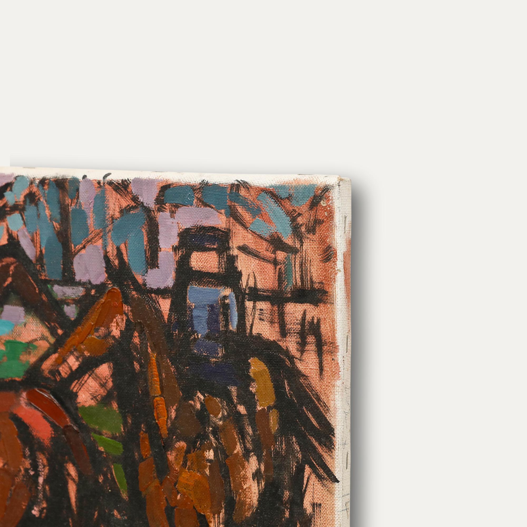 Ida Cooke (1909-1982) - Mitte des 20. Jahrhunderts Öl, Pferderennen im Angebot 4