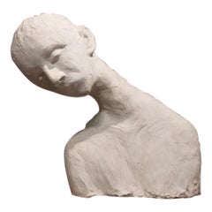 Ida Fua Mid-Century Modern White  Plaster and Wood Base Italian Sculpture, 1940