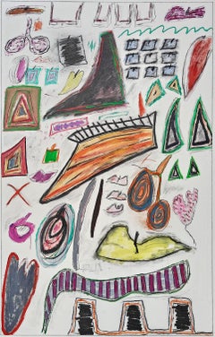 "Semiotic 91-C" Ida Kohlmeyer, Abstract, Colorful, Mixed Media