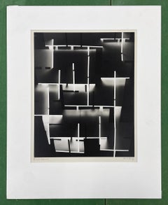 Blauer Druck - Abstrakt, Schwarz und Weiß, Bauhaus, Moderne Kunst, Künstlerin