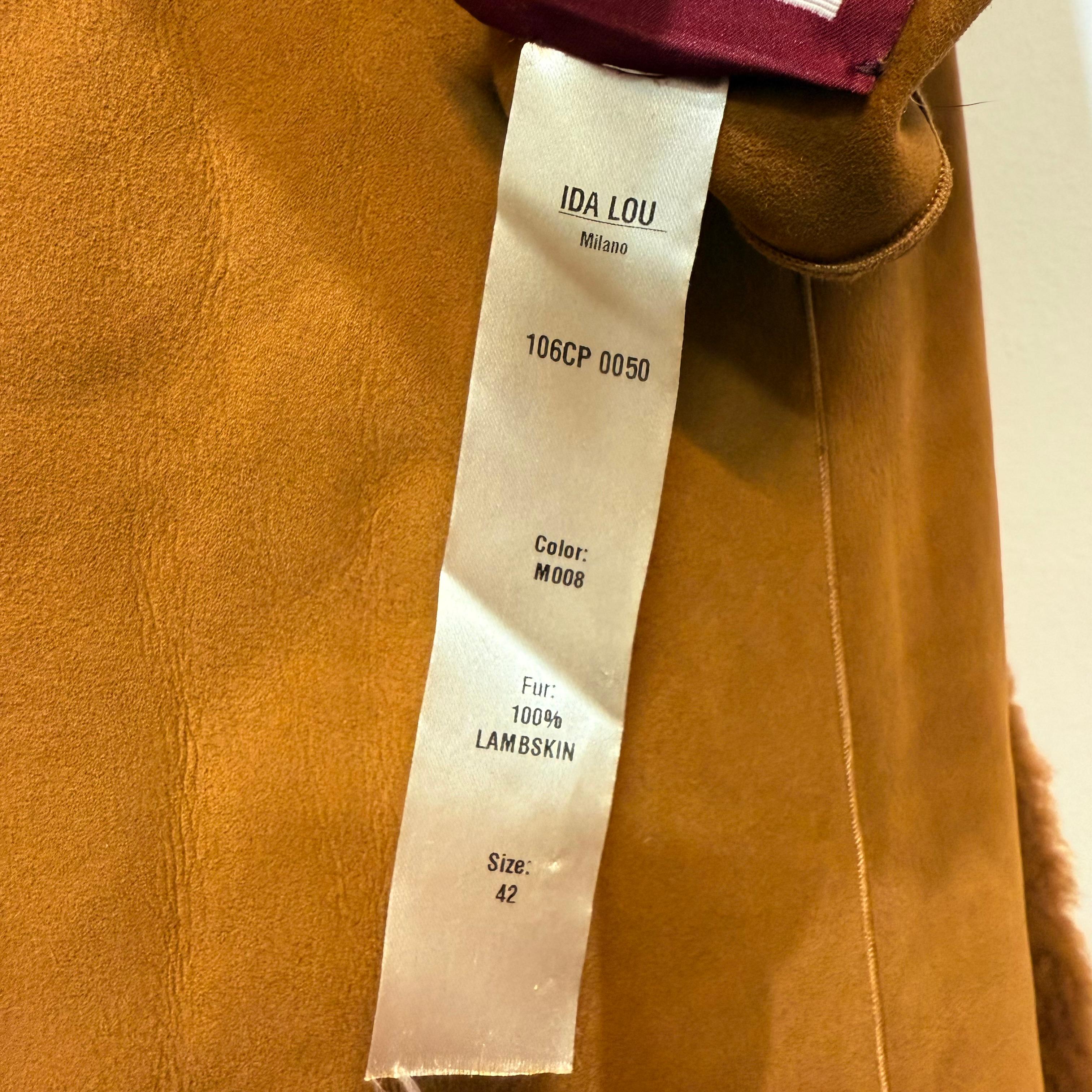 Ida Lou Milano Cappotto reversibile in pelle d'agnello cammello IT 42 in vendita 6