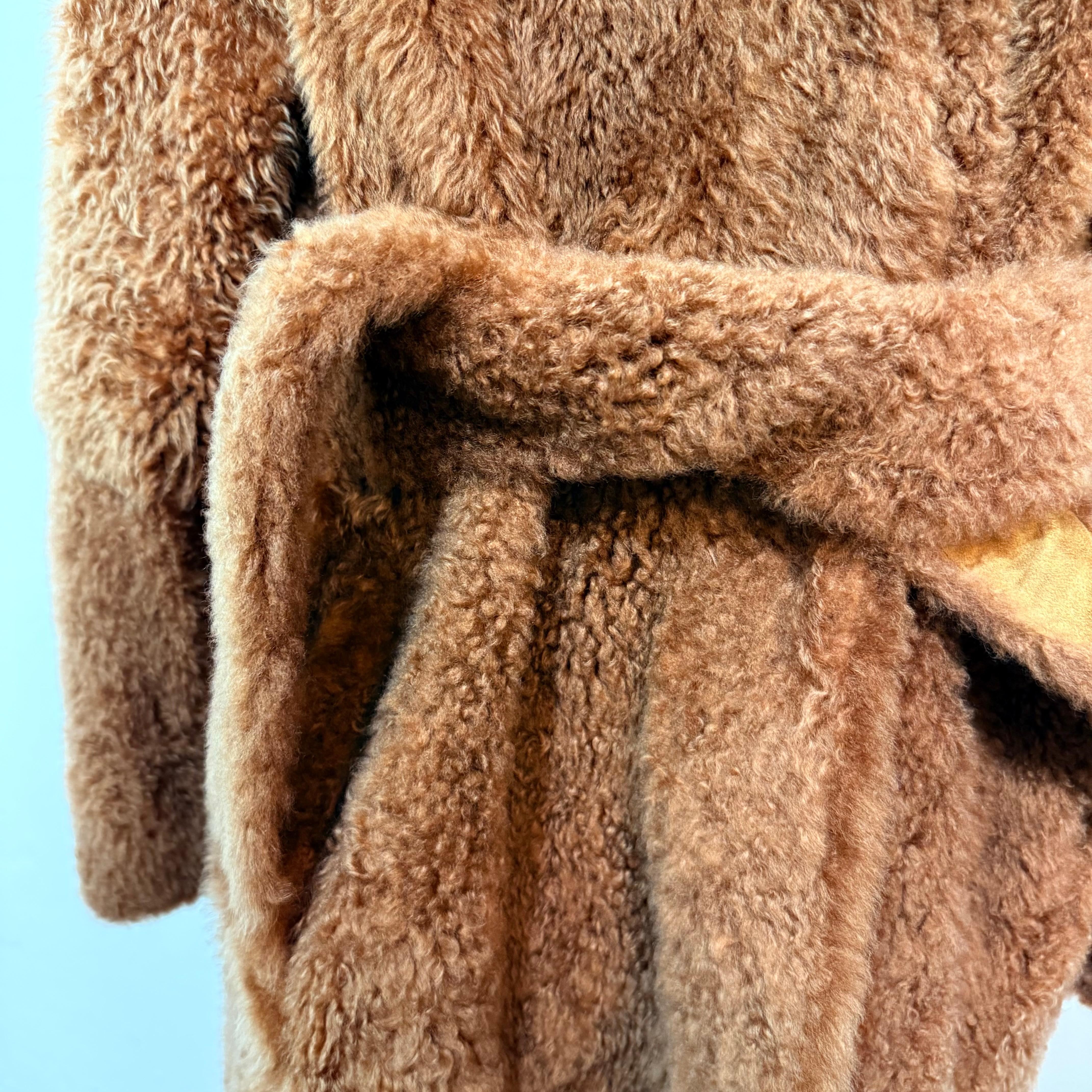 Donna Ida Lou Milano Cappotto reversibile in pelle d'agnello cammello IT 42 in vendita