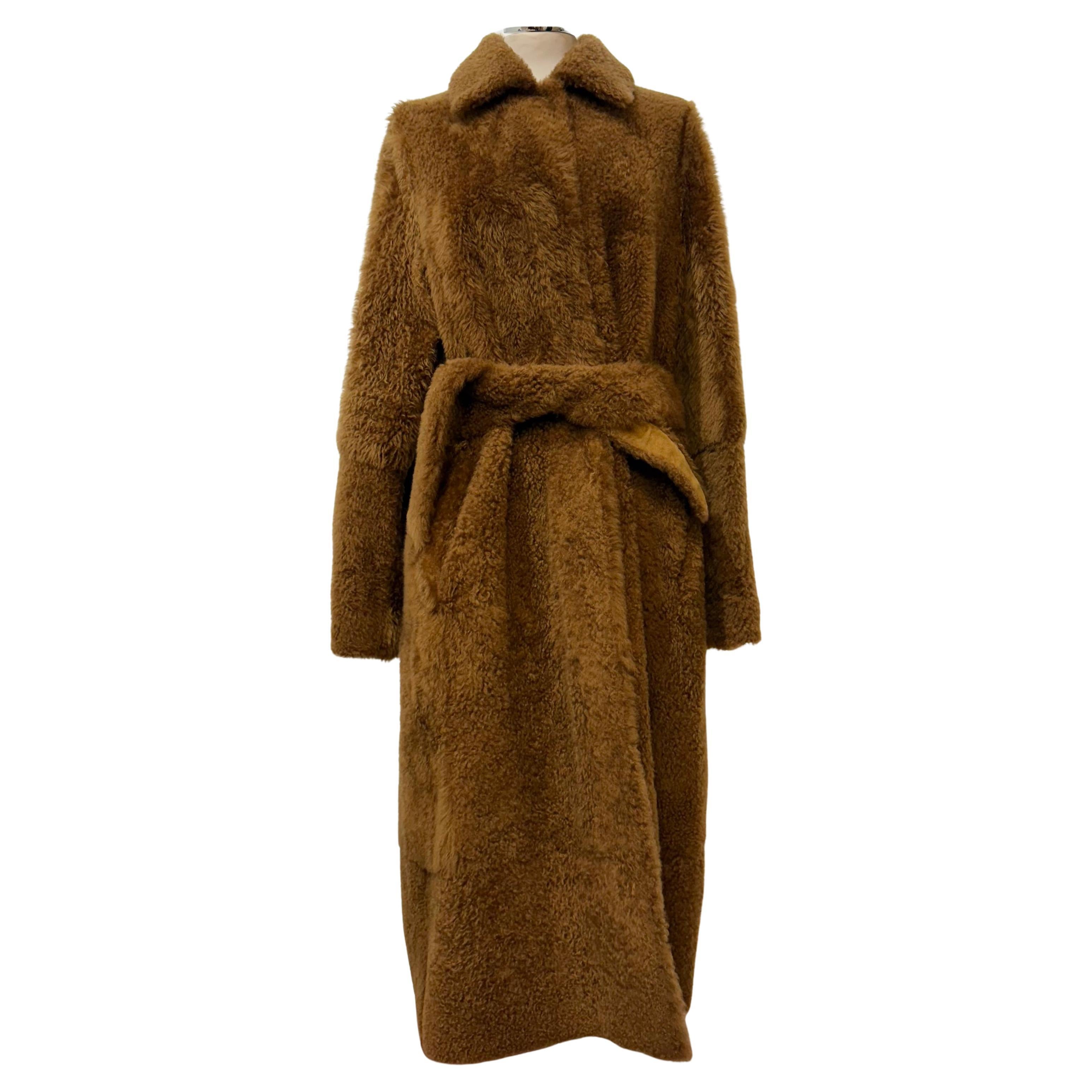 IDA Lou Milano Italian Camel Lambskin Reversible Coat IT 42