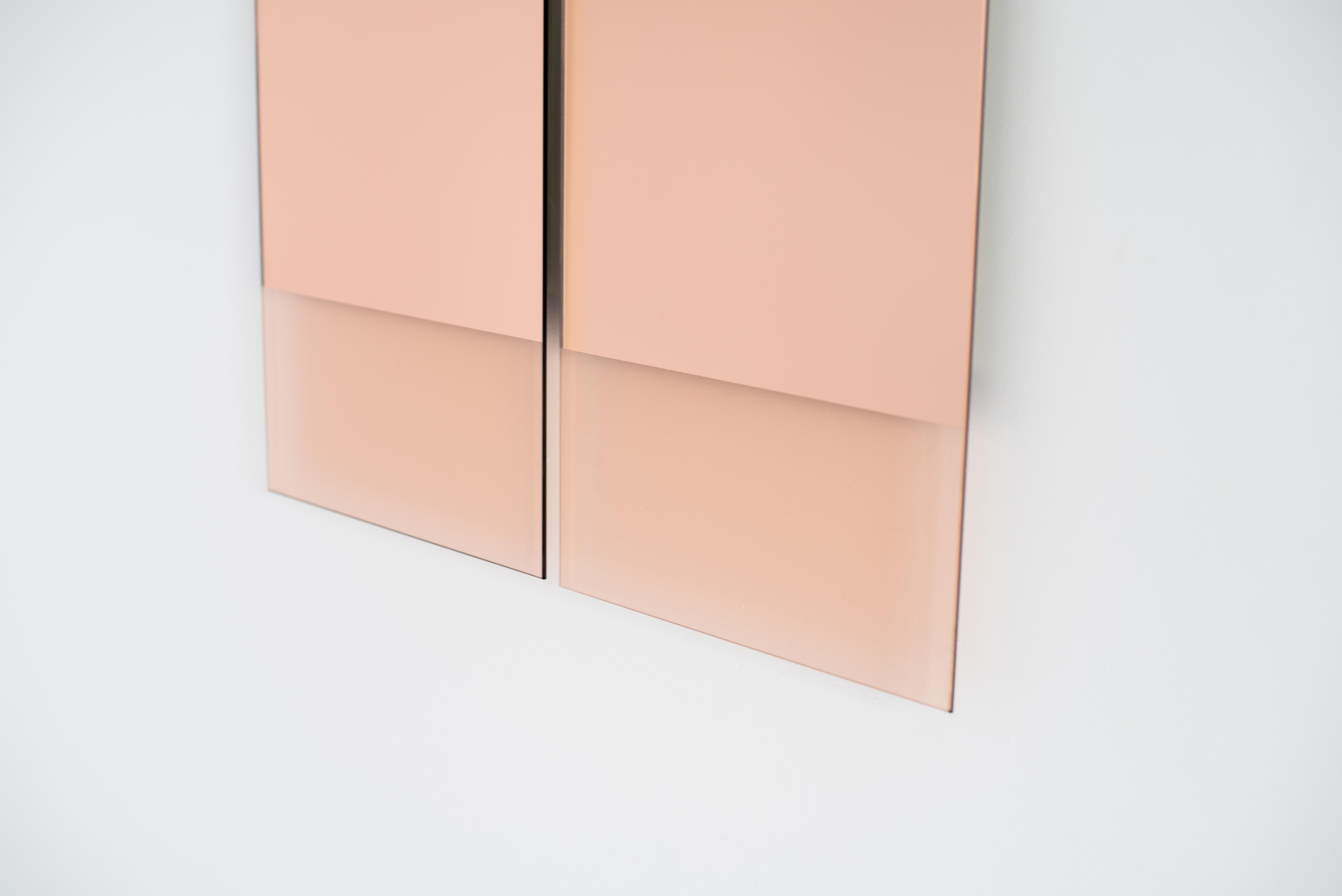 Rechteckiger Spiegel aus Roségold – zeitgenössischer IDA-Spiegel Nr. 4 von Ben &amp; Aja Blanc (Moderne) im Angebot