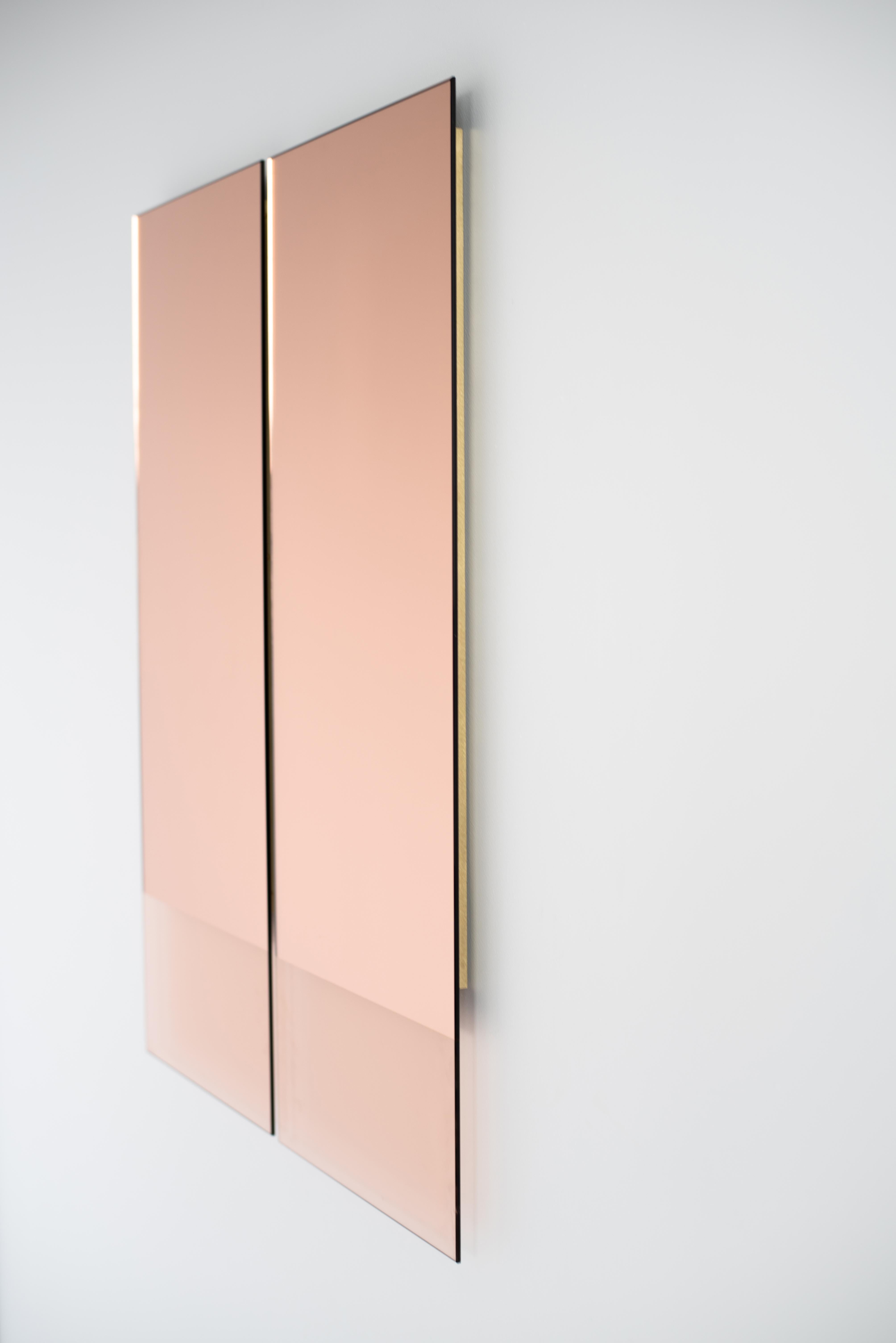 Modern Rose Gold Rectangular Mirror - Contemporary IDA Mirror No. 4 by Ben & Aja Blanc For Sale
