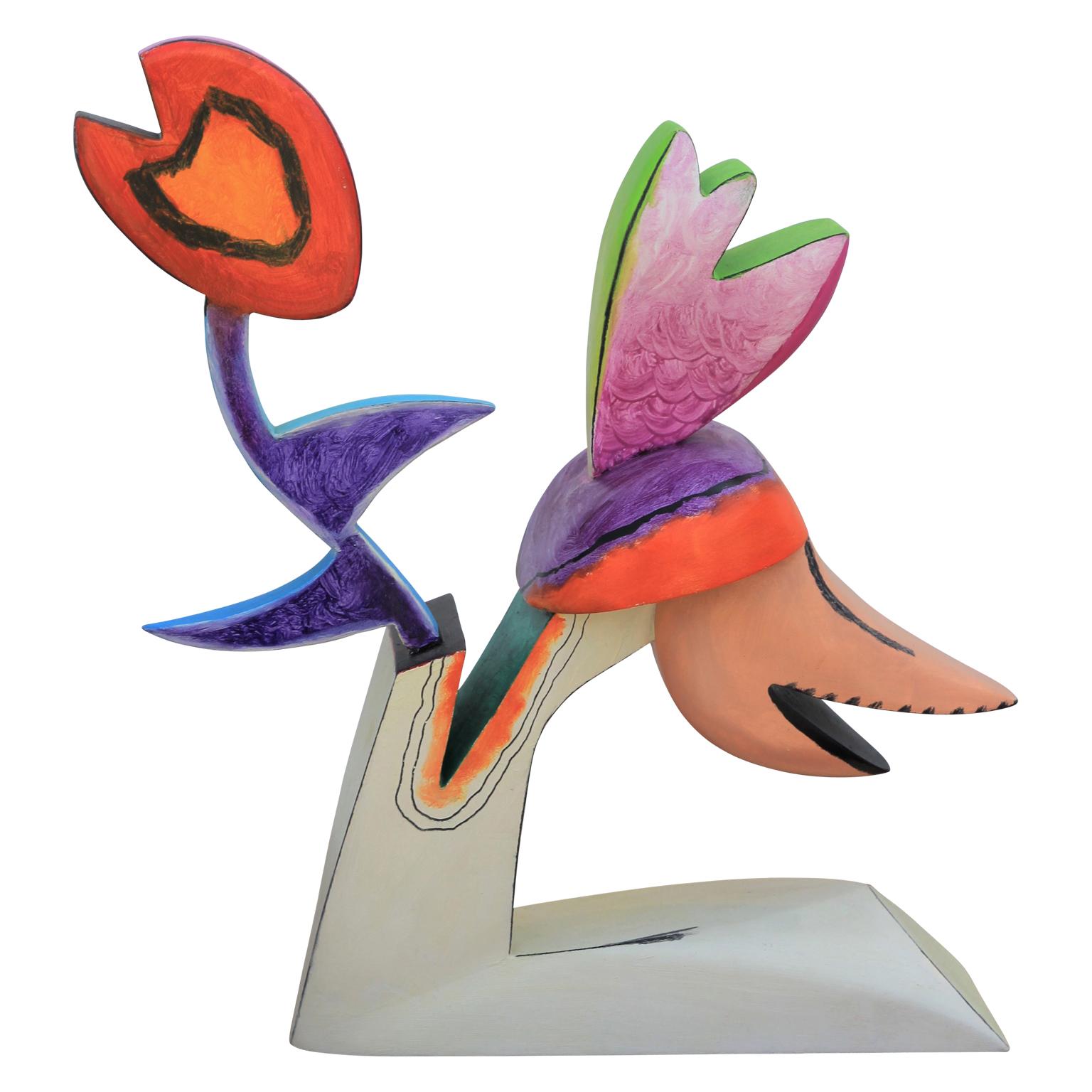 Ida Rittenberg Kohlmeyer Abstract Sculpture - Short Colorful Wooden Maquette Sculpture