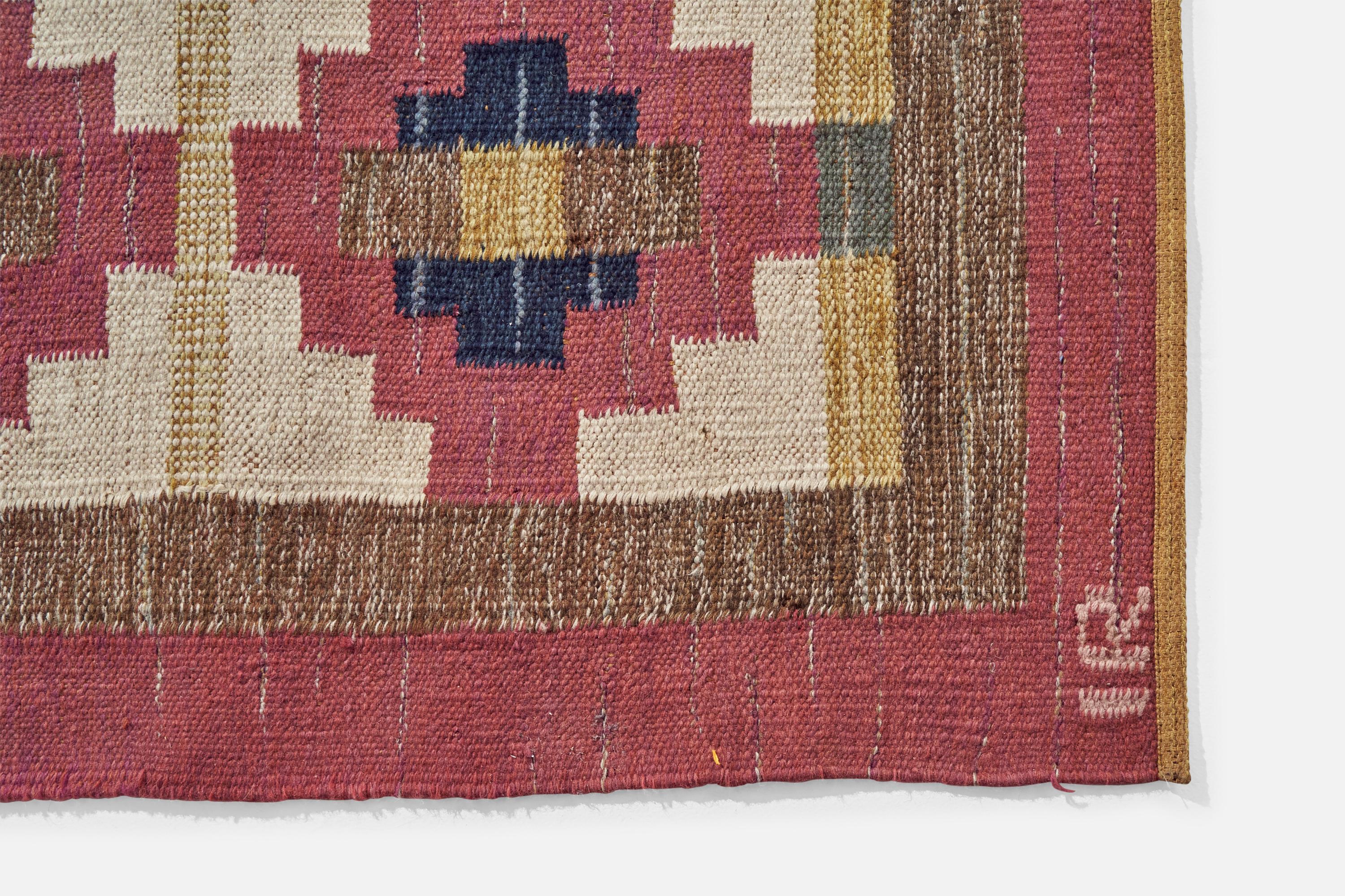 Ida Rydelius, Carpet, Wool, Sweden, 1950s In Fair Condition For Sale In High Point, NC