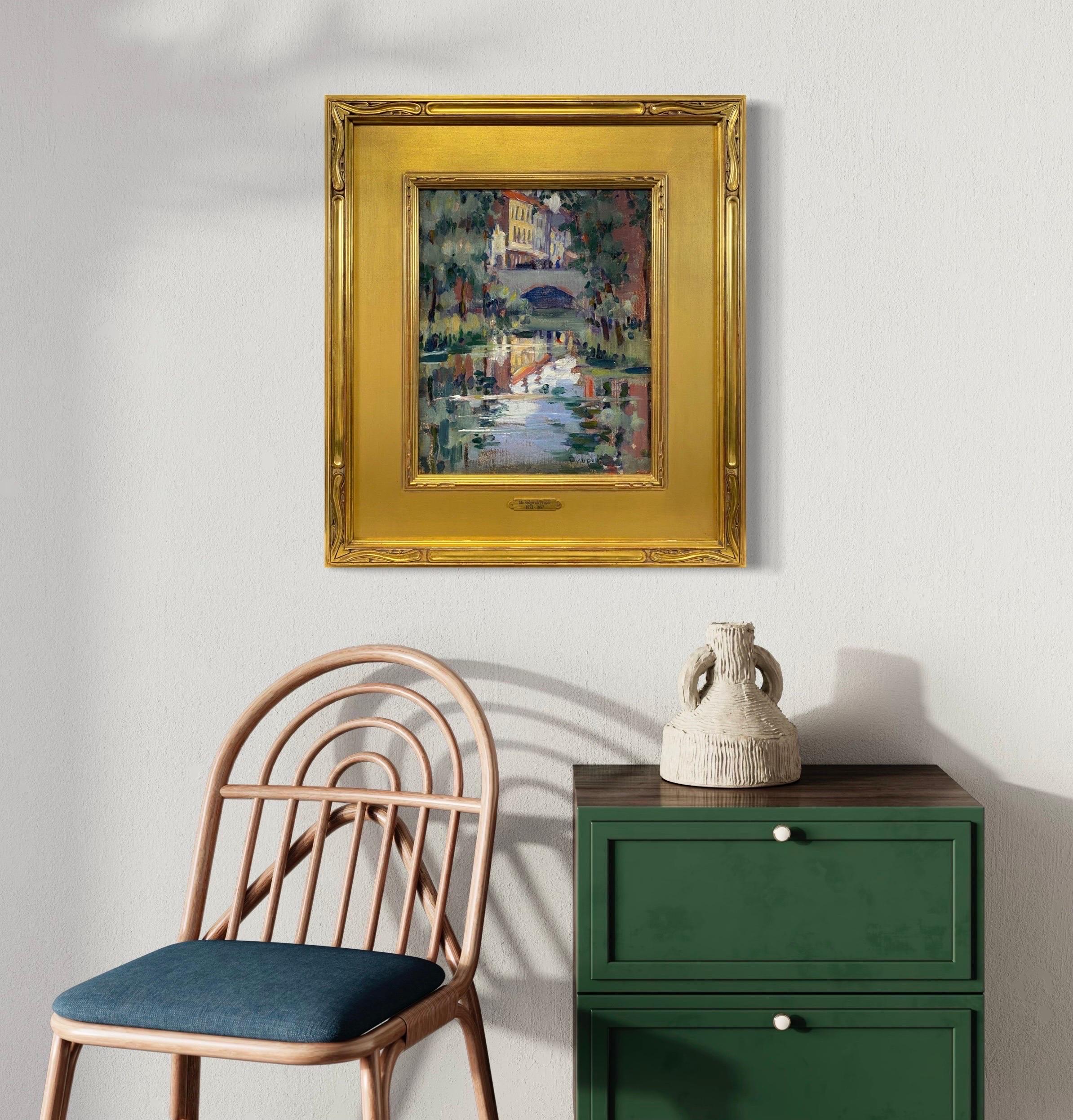 “Bridge Over Canal, New Hope” American Impressionist Pennsylvania Suffragist Oil im Angebot 3