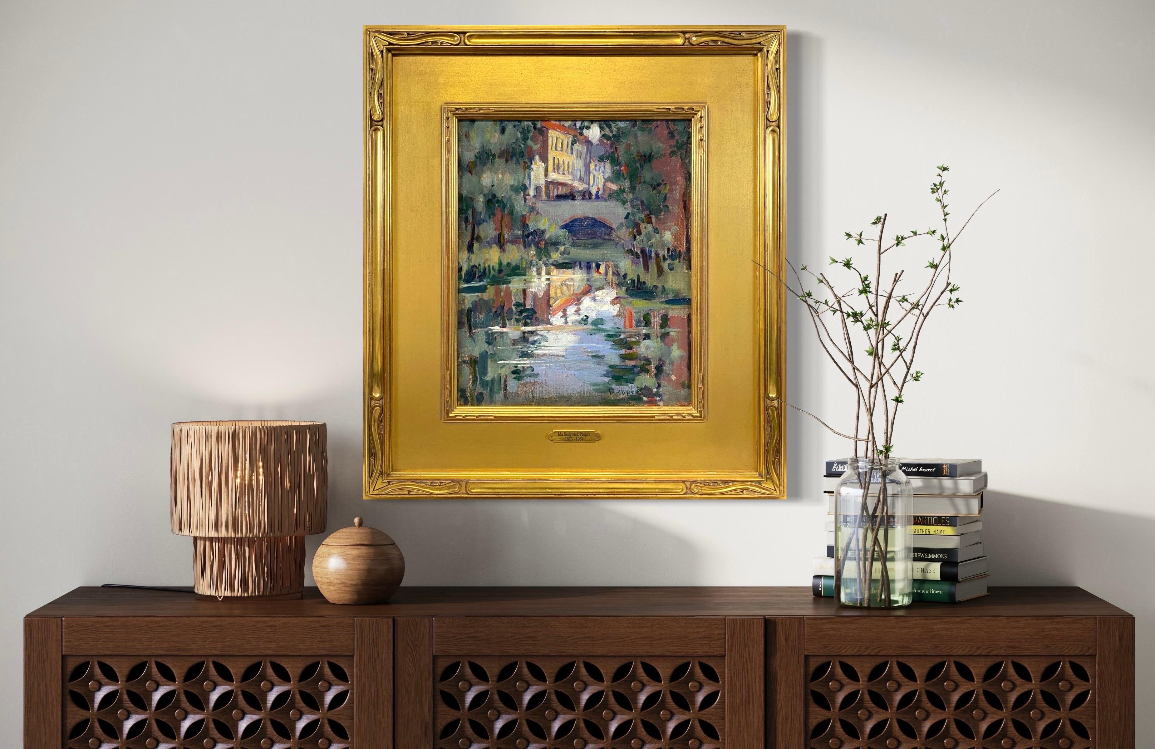 “Bridge Over Canal, New Hope” American Impressionist Pennsylvania Suffragist Oil im Angebot 4