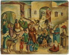 Ida Shelesnyak Mirrof - Jewish Village Palestine/Israel C.1930s Modernist Painting Jewish Village Palestine/Israel C.1930s Modernist Painting