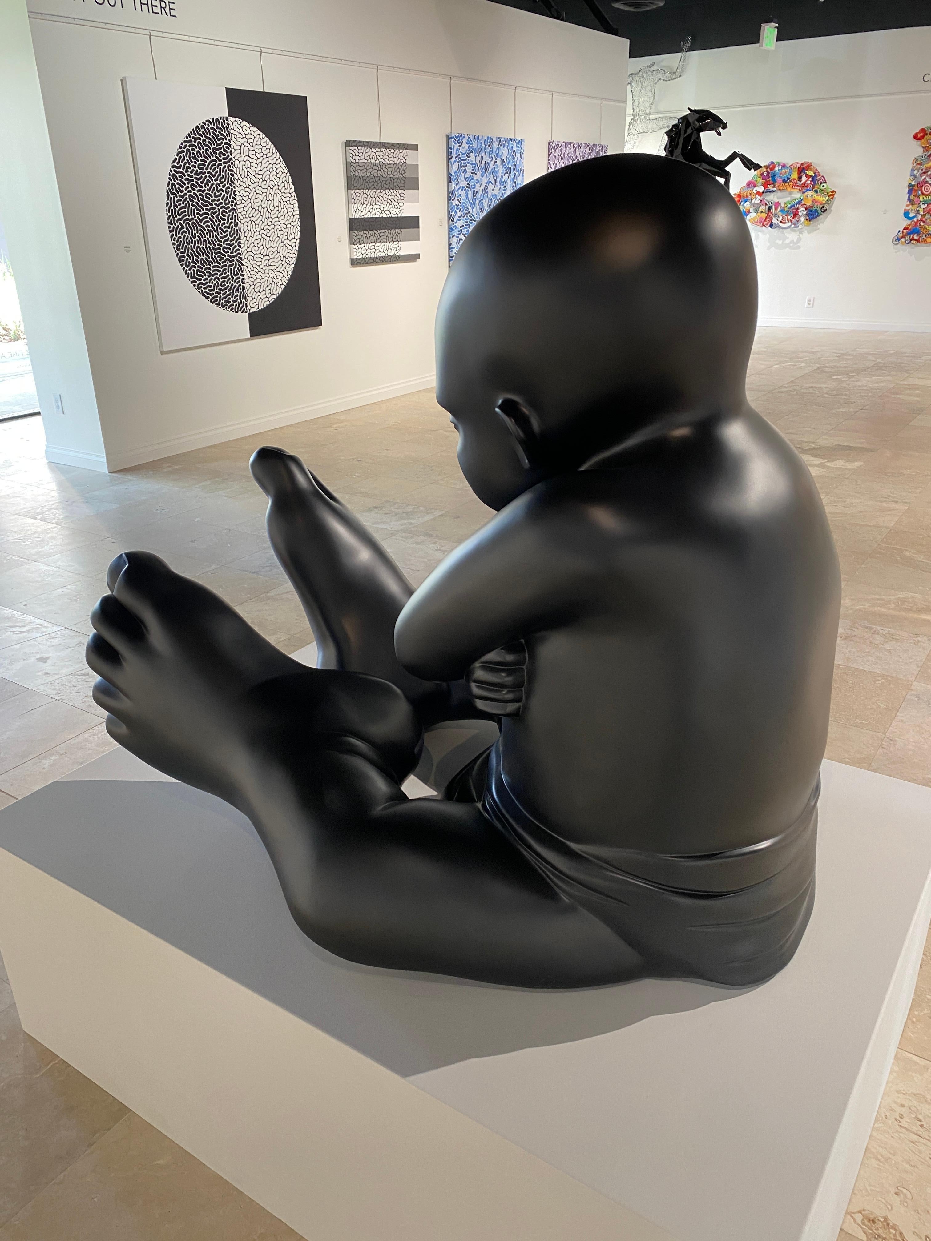 Babyfoot Anthracite Mat - Black Abstract Sculpture by Idan Zareski 