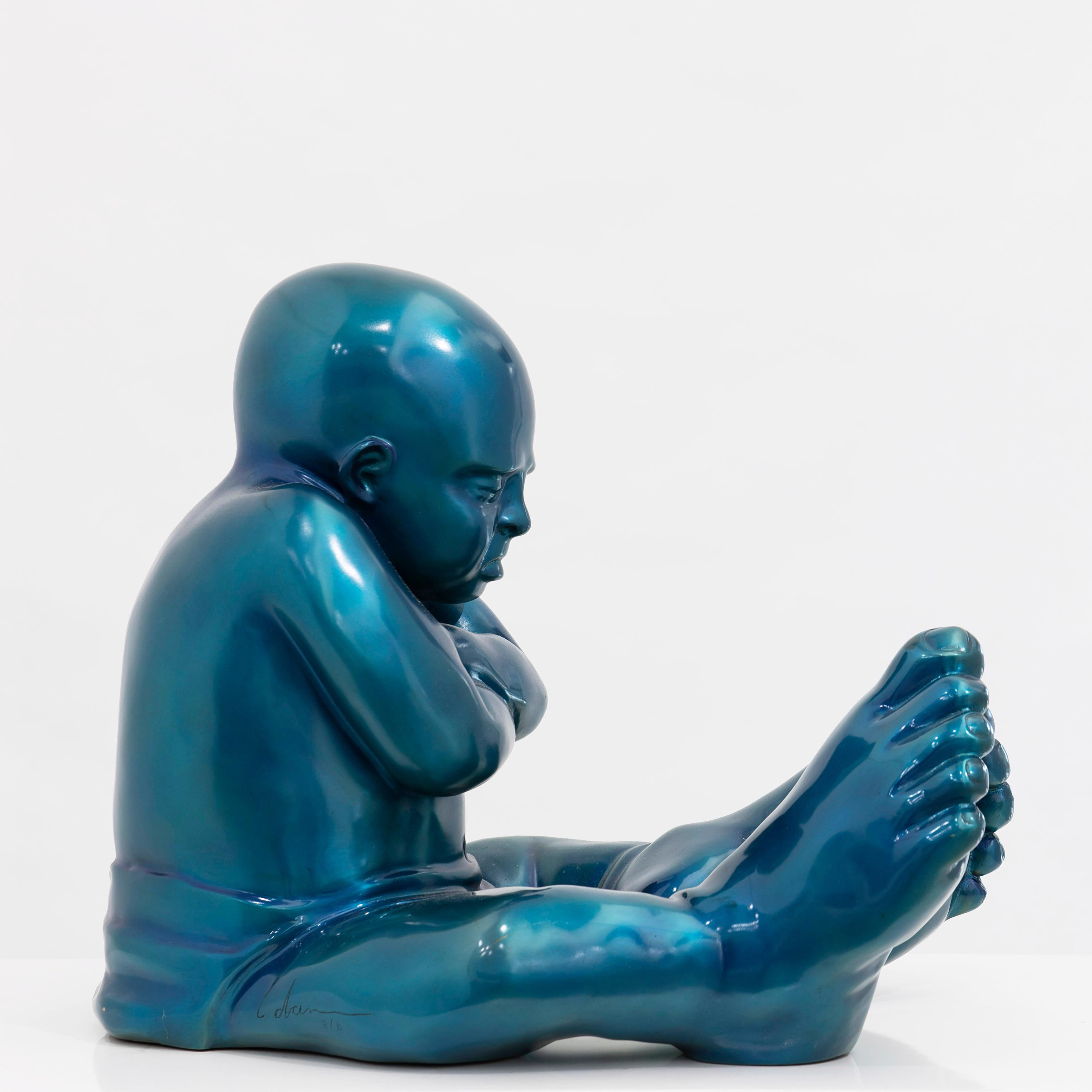 Babyfoot - Blue Bronze - Sculpture by Idan Zareski