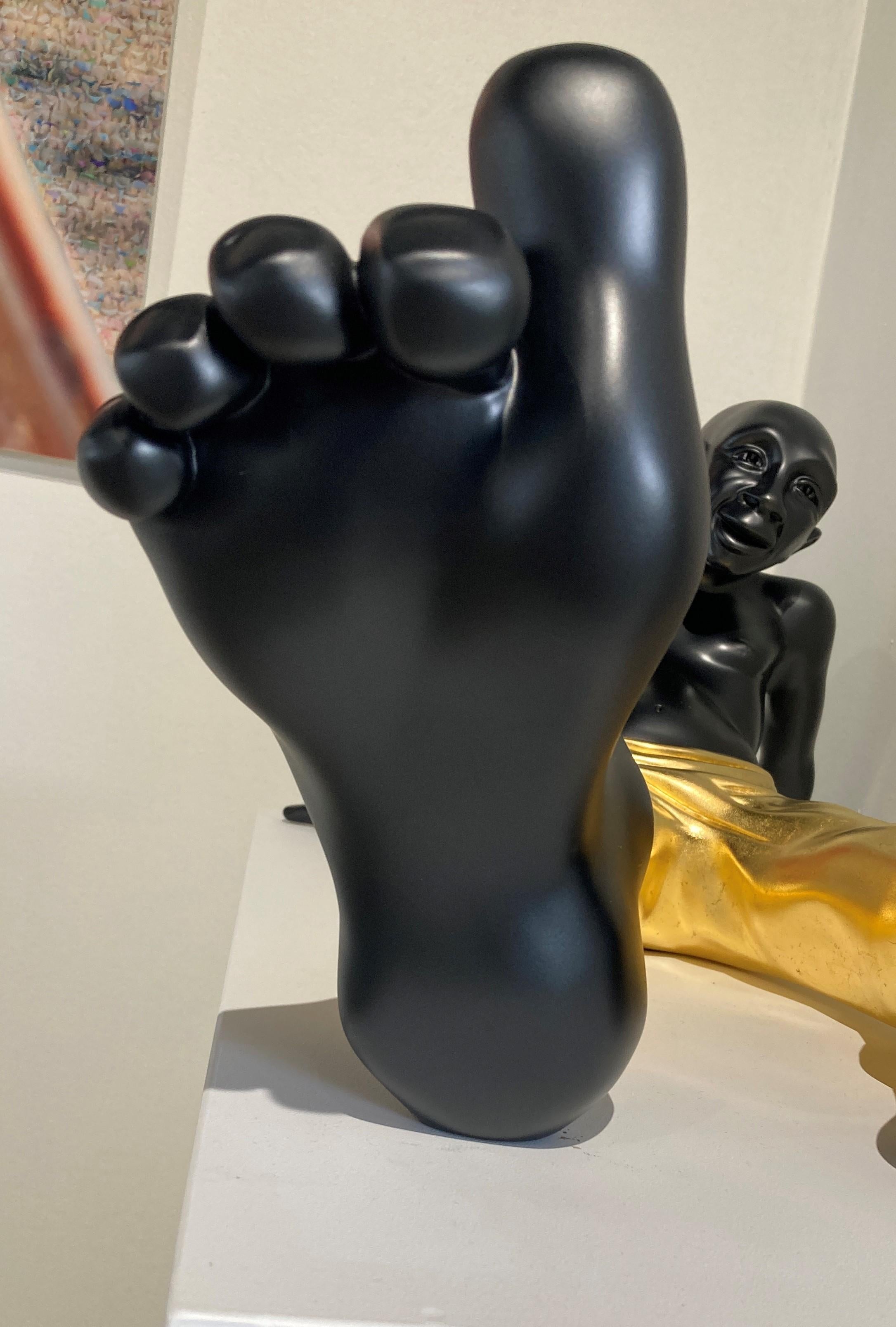 Bigfoot - Black and Gold Leaf - Contemporary Sculpture by Idan Zareski