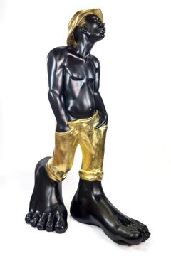 Idan Zareski, „Le Siffleur“, Skulptur aus Kunstharz und Blattgold, Auflage 3/8