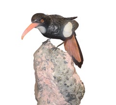 Idar-Oberstein Gemstone Oriole on Quartz Base Sculpture. Germany, 20th Century.
