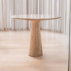 IDE BISTRO TABLE - 30" Travertine Beige Stone Round Entryway Table, Hall Table