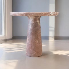 IDE Coffee Table SET Of 3 in Red Travertine, Travertine Stone Round Side Tables