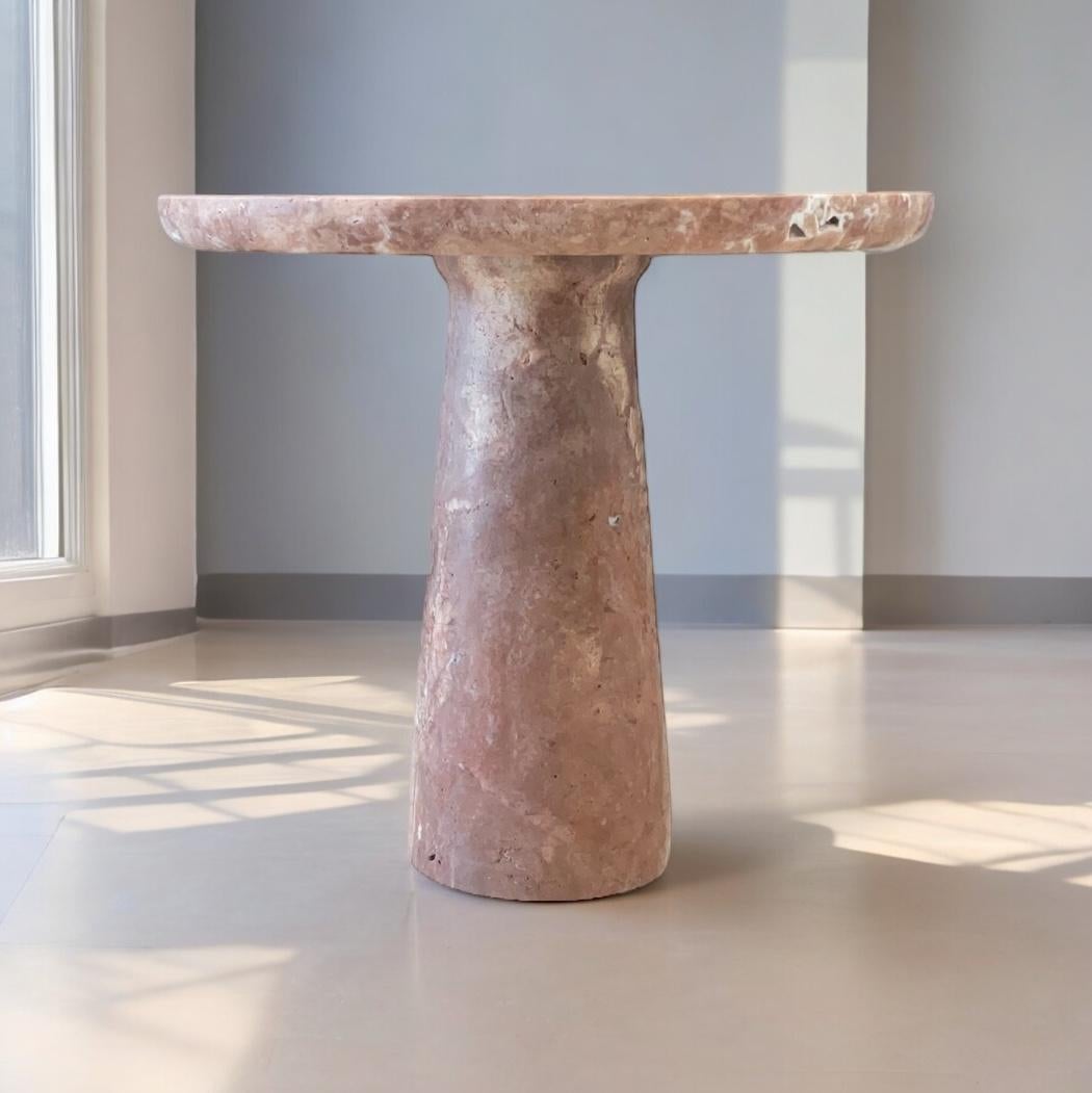 IDE Red Travertine Tables: Use as side, end, balcony, accent, plant tables, or nightstands. Combine for coffee table.

IDE Table Set, crafted from exquisite natural red travertine. This versatile set features three unique tables, each with a sleek