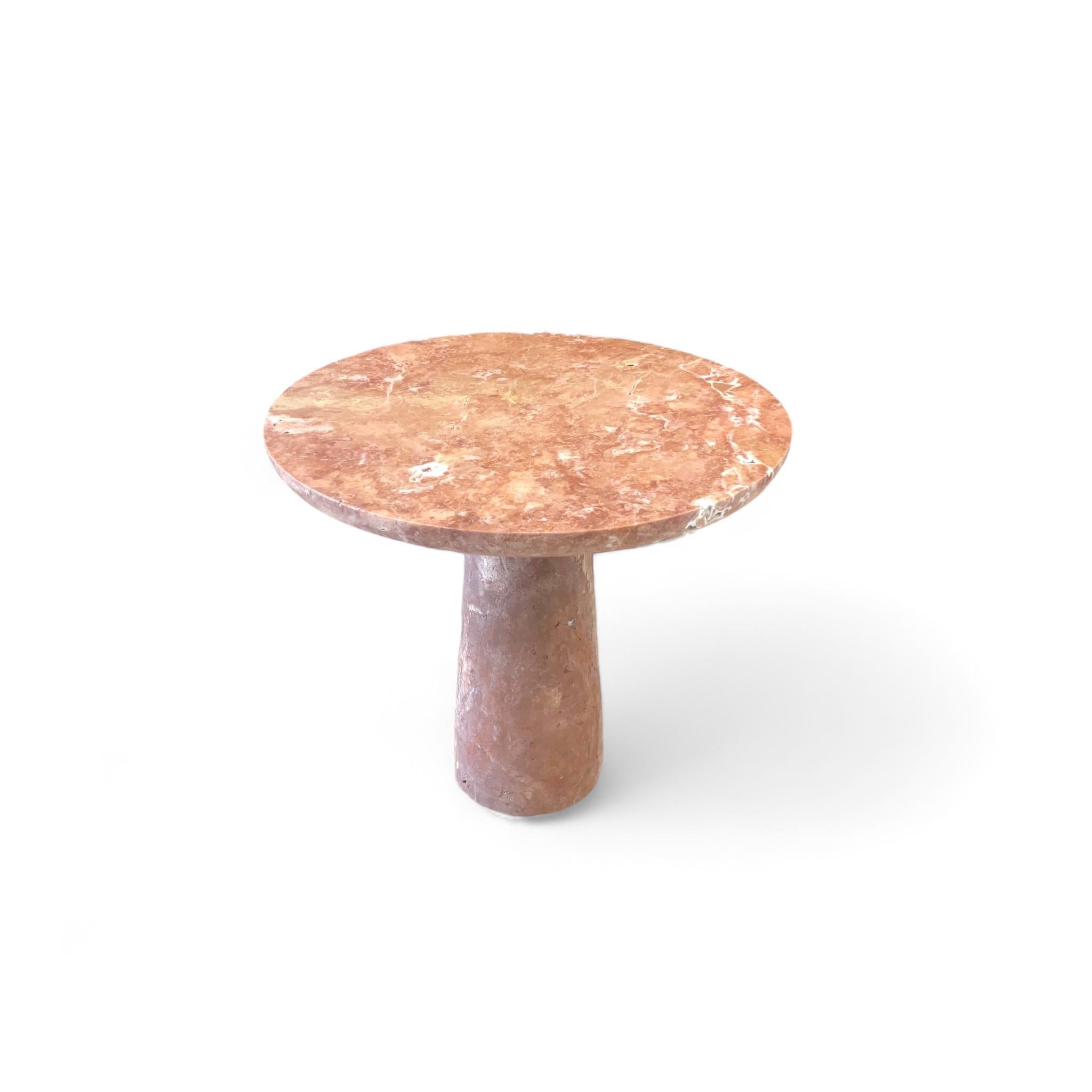 Modern IDE Side Table in Red Travertine, 15.8”Øx17.7H Travertine Stone Coffee Table Set For Sale