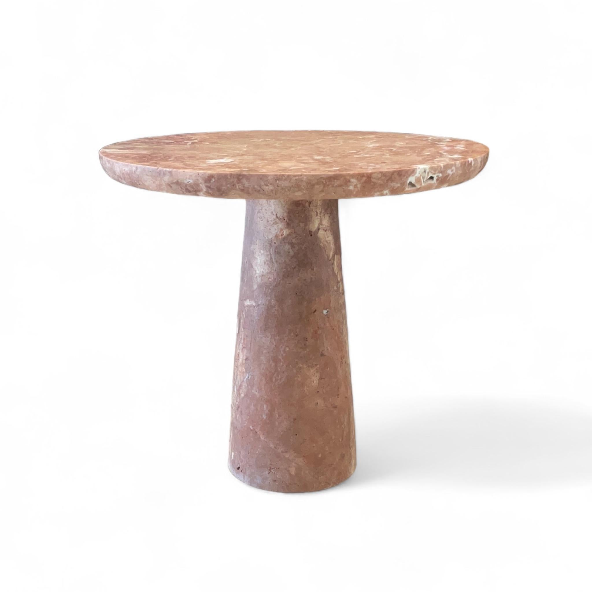 IDE Side Table in Red Travertine, 17.7”Øx18.5H Travertine Stone Coffee Table Set For Sale 1