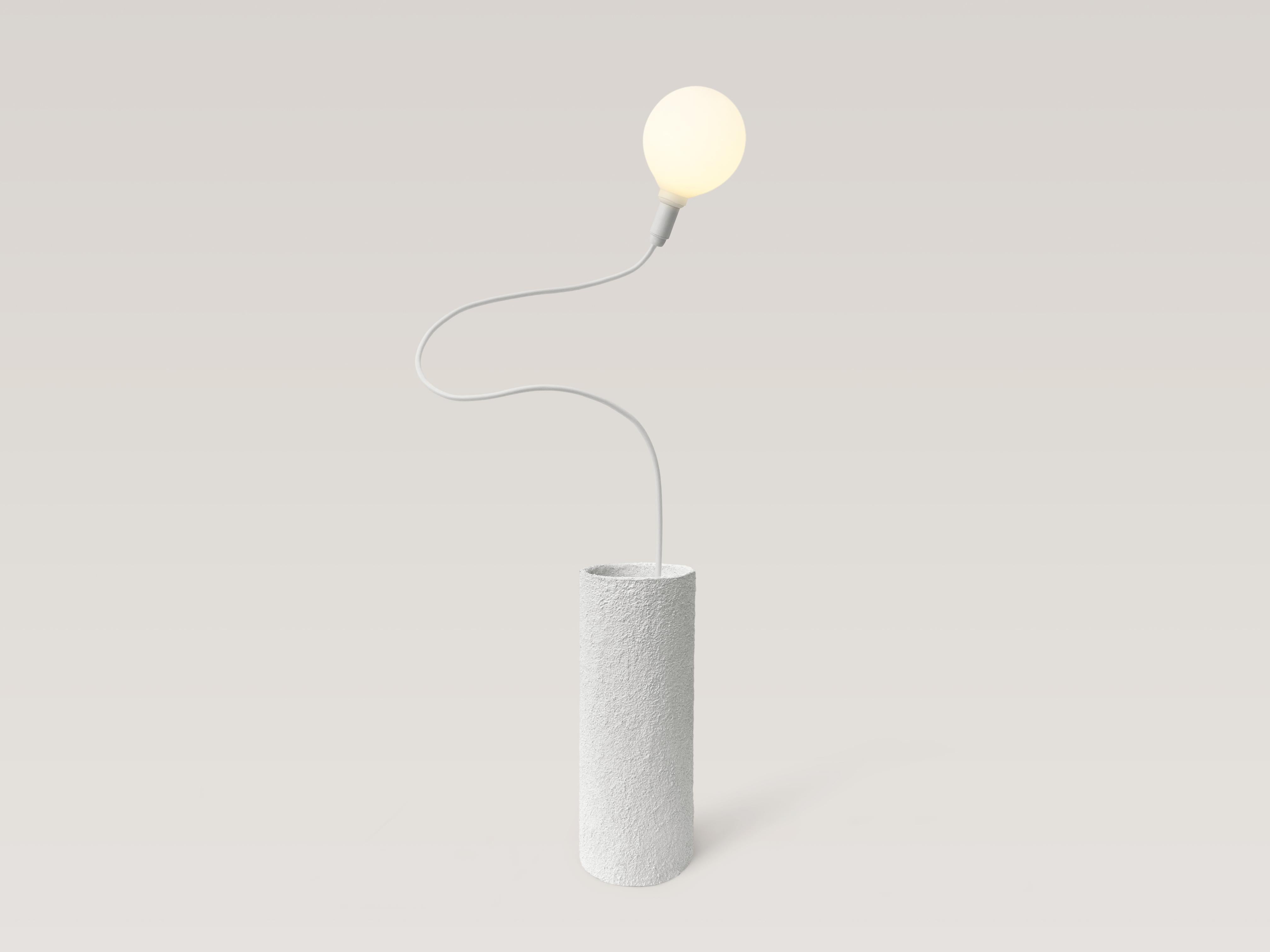 Playful Dimmable lamp. Unique piece.

Material: reclaimed plastic and wood, copper, foam, PVA, sand, acrylic paint, spray paint, polyurethane, glass globe, electrical components, dimmable LED bulb.