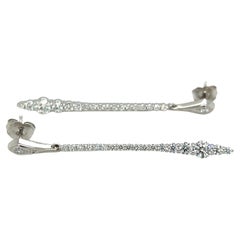 Ideal Cut Diamond 1.21ctw Icicle Design Earrings in 18k Gold