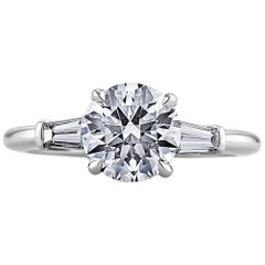 Ideal Cut Round Brilliant 1.71 Carat Diamond Platinum Engagement Ring