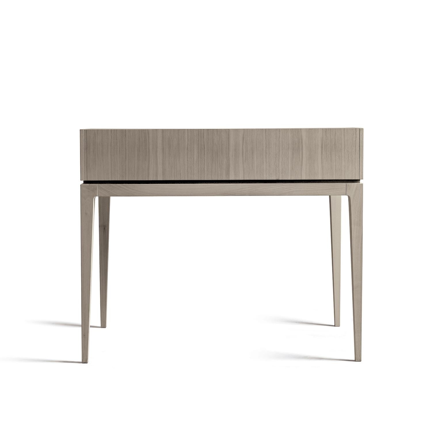 Modern Ideale Solid Wood Desk, Walnut in Hand-Made Natural Grey Finish, Contemporary For Sale
