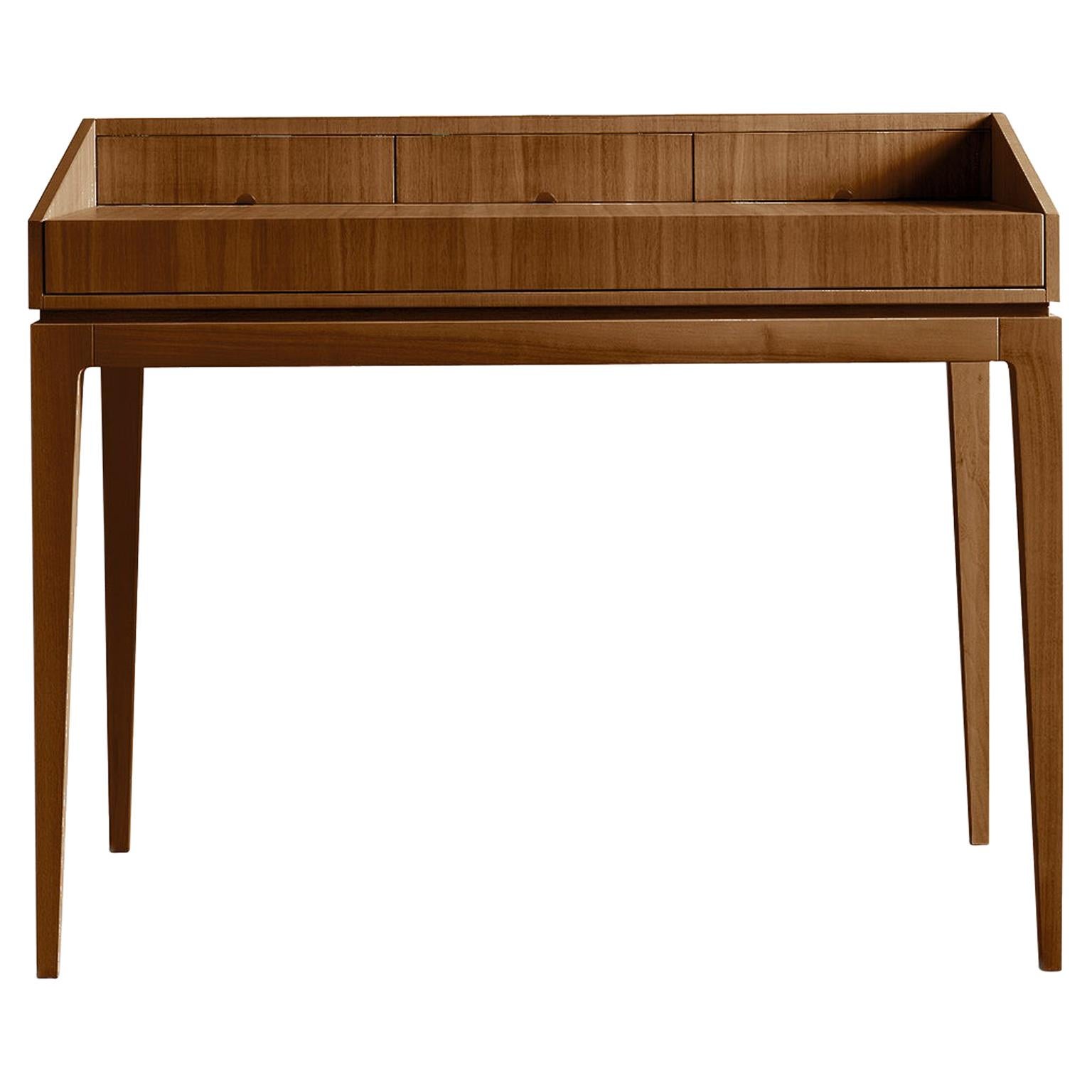 Ideale Solid Wood Writing Desk, Walnut in Hand-Made Natural Finish, Contemporary For Sale