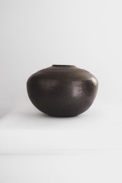 Idea's Birth Vessel 15 in Glazed Black Stoneware by Marie Martin Ceramics