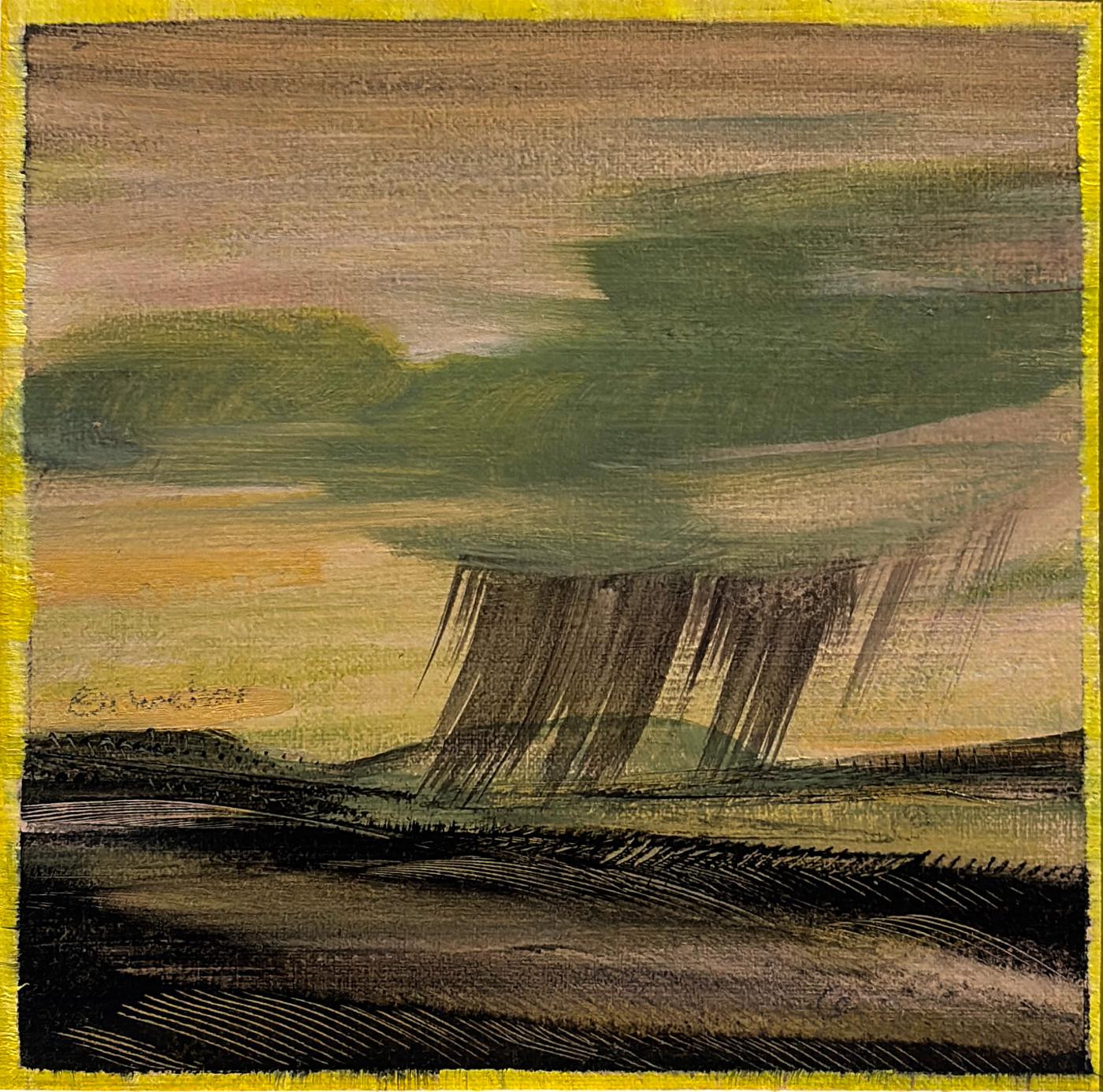 Abstract Painting Idelle Weber - « Santa Fe Day », paysage tonal expressif, 5 x 5 pouces (16 x 16 avec cadre)