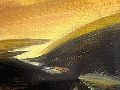 Weymouth, peinture de paysage tonaliste intime, 5 x 5 po, 17 x 17 po encadrée