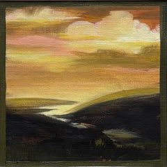 Weymouth, Intimate Tonalist Landscape Painting, 5 x 5 in., 17 x 17 in Framed