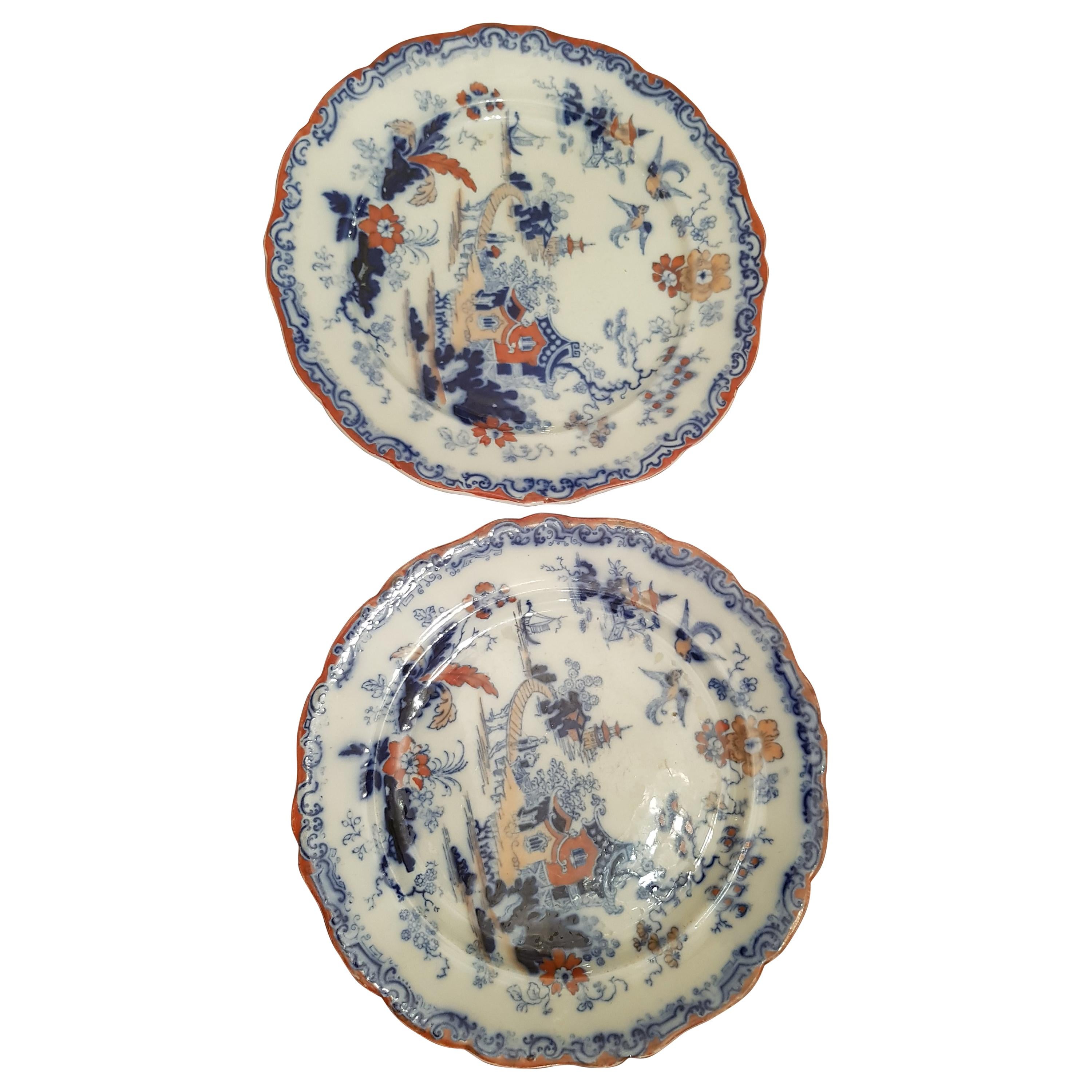 Identical Pair of 19th Century Ironstone China Plates For Sale at 1stDibs