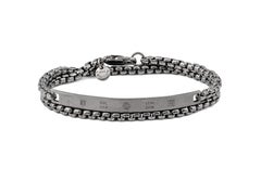 Bracelet à chaîne d'identité en argent sterling plaqué rhodium noir brossé, taille M