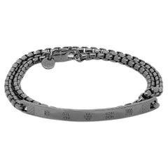 Bracelet à chaîne d'identité en argent sterling plaqué rhodium noir brossé, taille S