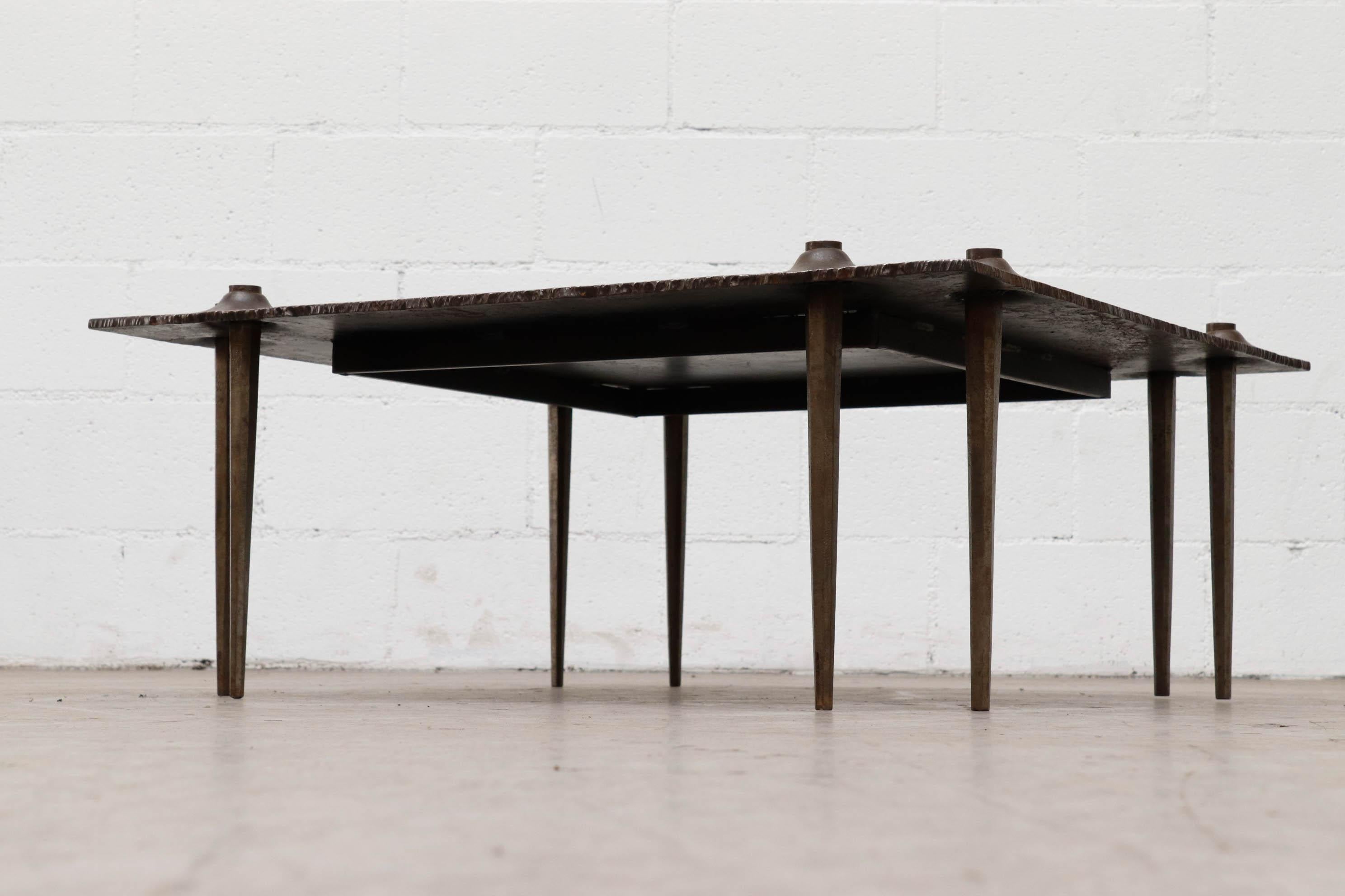 Idir Mecibah Large Square Brutalist Coffee Table for Smederij Moerman, 1998 2