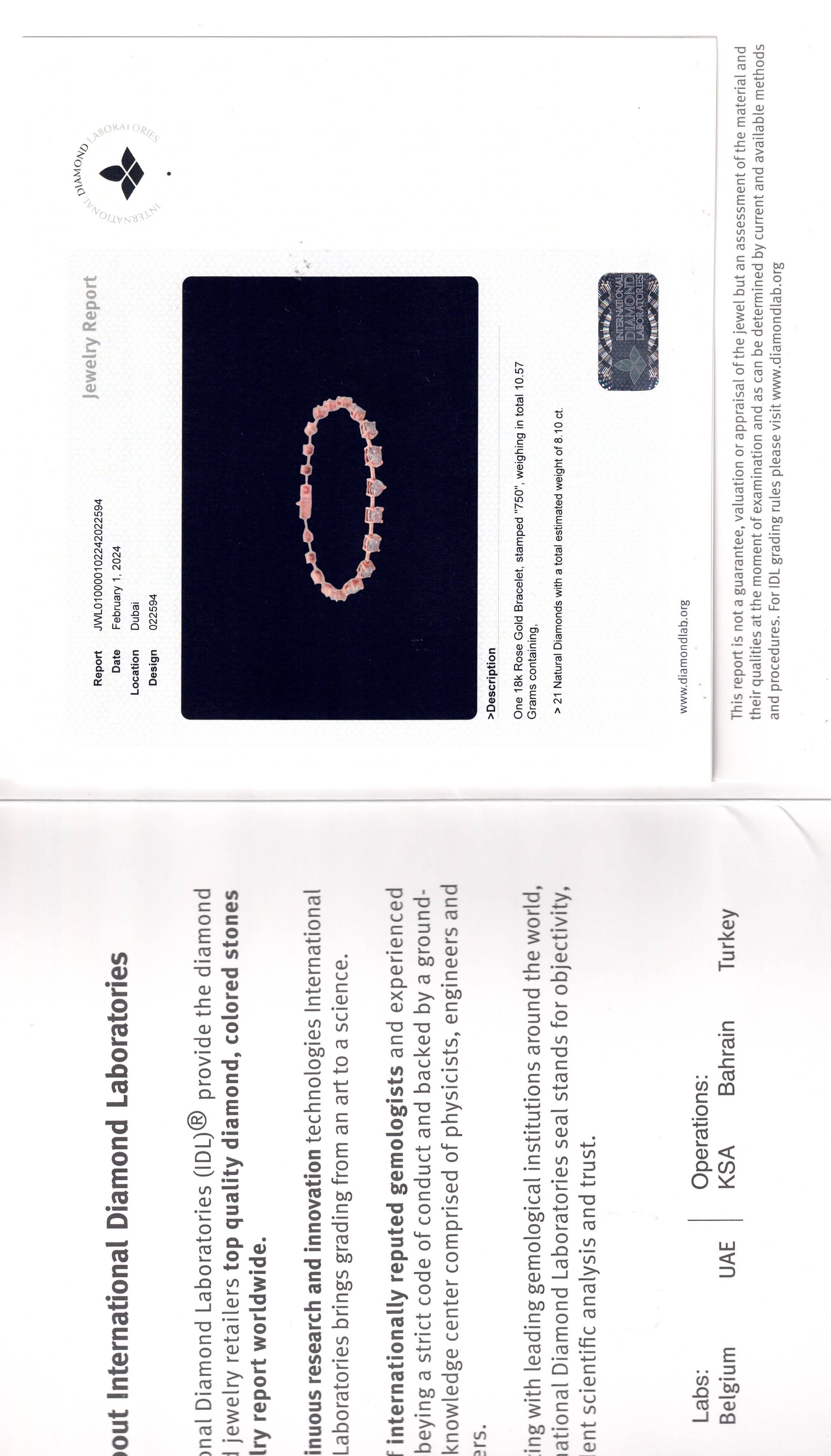 Heart Cut IDL Certified 8.10 Carat Multi Shape Natural Diamonds Bracelet For Sale