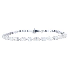 IDL Certified Diamond Tennis Bracelet Marquise and Round Cut 7.38 Carats 18K