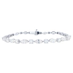 IDL Pulsera de tenis de diamantes certificados talla marquesa y redonda 7,38 quilates 18K