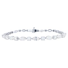 IDL Certified Diamond Tennis Bracelet Marquise and Round Cut 7.38 Carats 18K