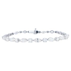 IDL Pulsera de tenis de diamantes certificados talla marquesa y redonda 7,38 quilates 18K