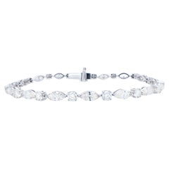 IDL Pulsera de tenis de diamantes certificados talla marquesa y redonda 7,38 quilates 18K