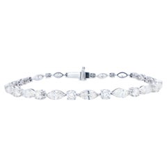 IDL Pulsera de tenis de diamantes certificados talla marquesa y redonda 7,38 quilates 18K