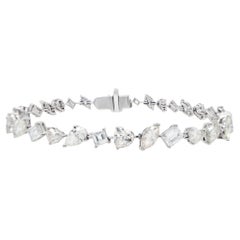 IDL Certified Diamond Tennis Bracelet Mix Cut 10.75 Carats 18K White Gold