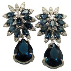 idl ent IDL certified London Blue Topaz Diamond Earrings