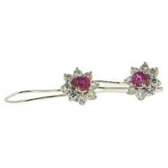 IDL Certified Purplish Pink Sapphire 1.78 Carat Diamond Earrings